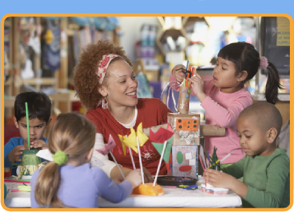 photo of teacher with children